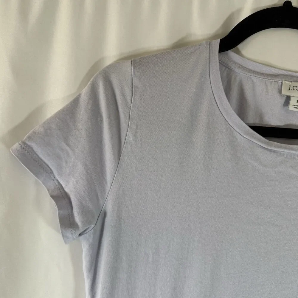 J. Crew Mini Dress Women's Small Light Blue Short Sleeve Tiered Round Neck
